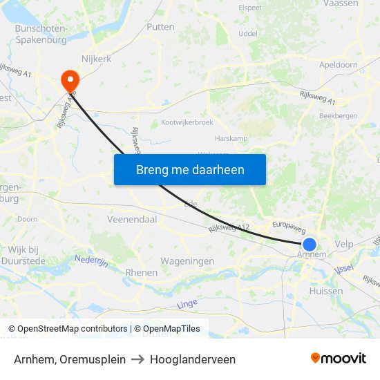Arnhem, Oremusplein to Hooglanderveen map