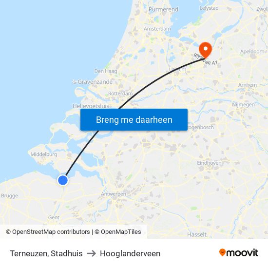 Terneuzen, Stadhuis to Hooglanderveen map