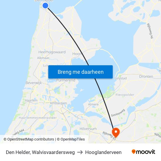 Den Helder, Walvisvaardersweg to Hooglanderveen map