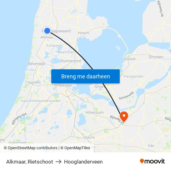 Alkmaar, Rietschoot to Hooglanderveen map