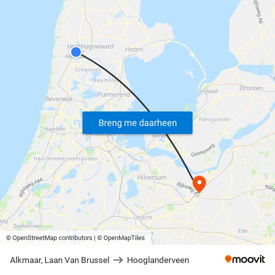 Alkmaar, Laan Van Brussel to Hooglanderveen map