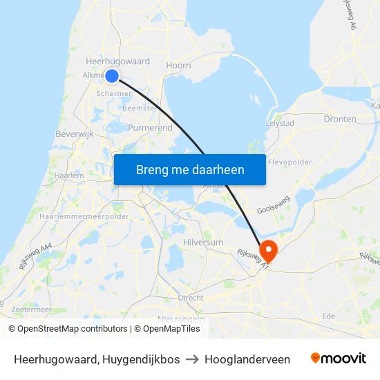 Heerhugowaard, Huygendijkbos to Hooglanderveen map
