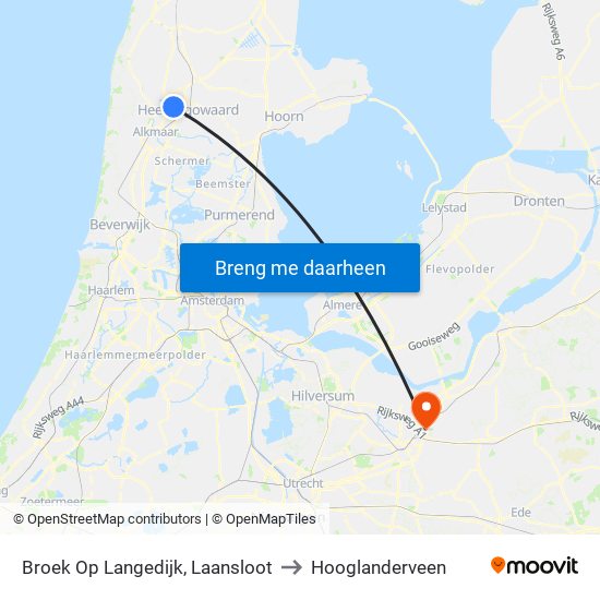 Broek Op Langedijk, Laansloot to Hooglanderveen map