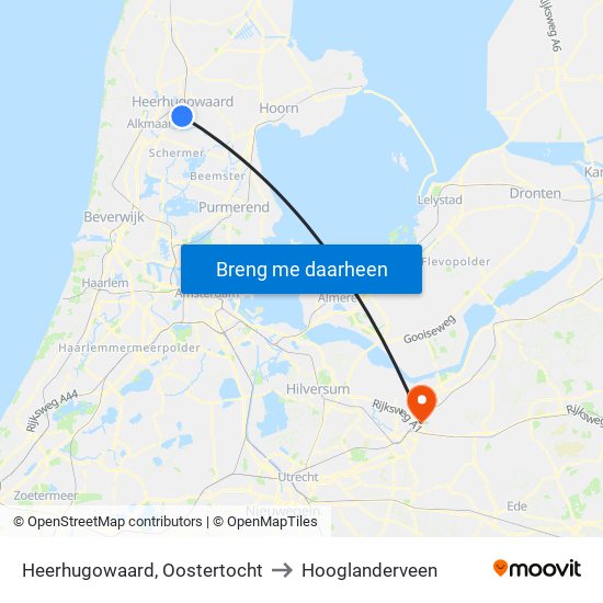 Heerhugowaard, Oostertocht to Hooglanderveen map