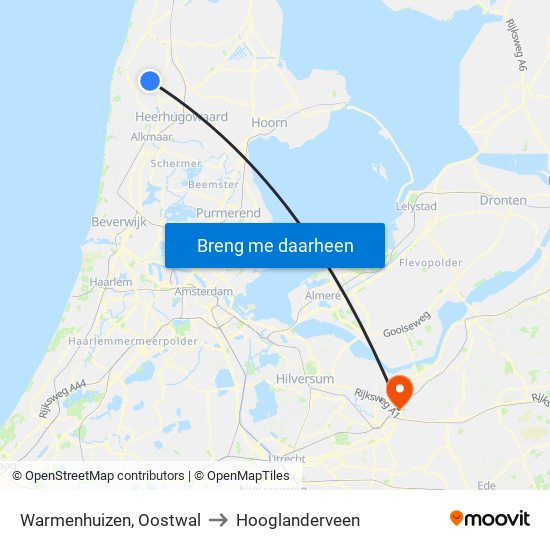 Warmenhuizen, Oostwal to Hooglanderveen map