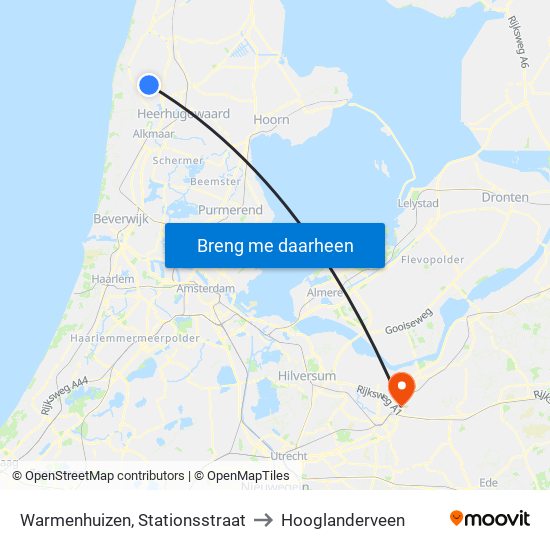 Warmenhuizen, Stationsstraat to Hooglanderveen map