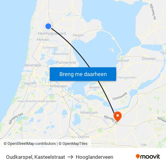 Oudkarspel, Kasteelstraat to Hooglanderveen map