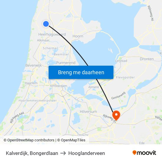 Kalverdijk, Bongerdlaan to Hooglanderveen map