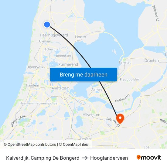 Kalverdijk, Camping De Bongerd to Hooglanderveen map