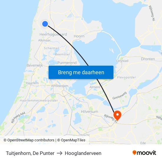 Tuitjenhorn, De Punter to Hooglanderveen map