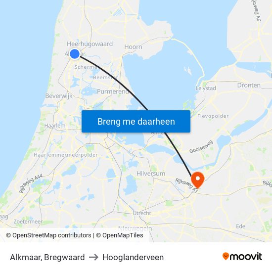 Alkmaar, Bregwaard to Hooglanderveen map