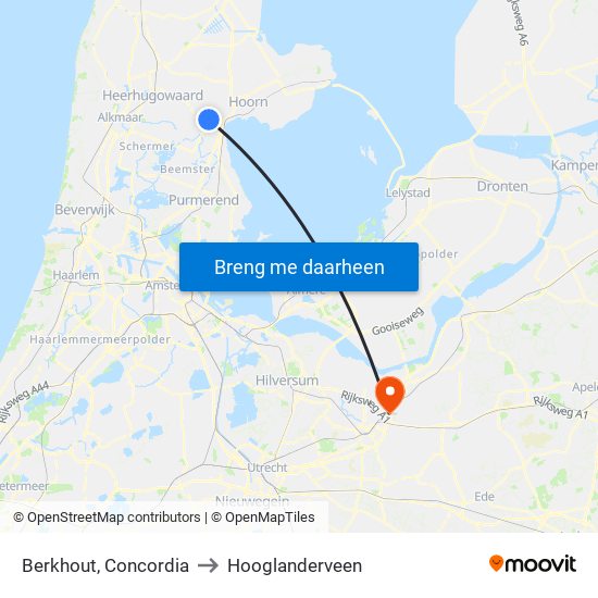 Berkhout, Concordia to Hooglanderveen map
