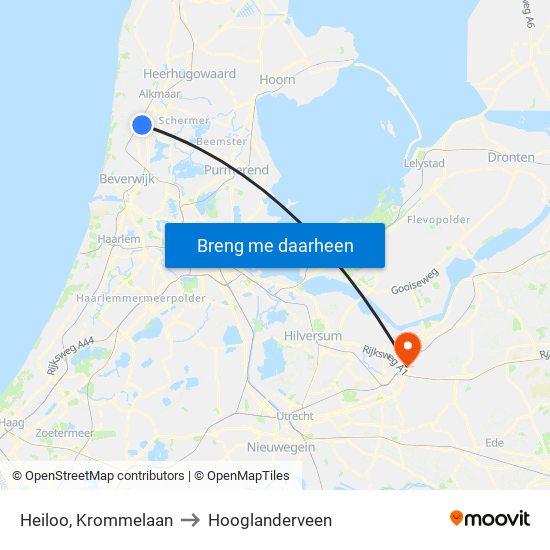 Heiloo, Krommelaan to Hooglanderveen map