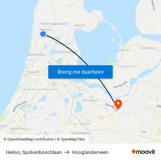 Heiloo, Spokenboschlaan to Hooglanderveen map