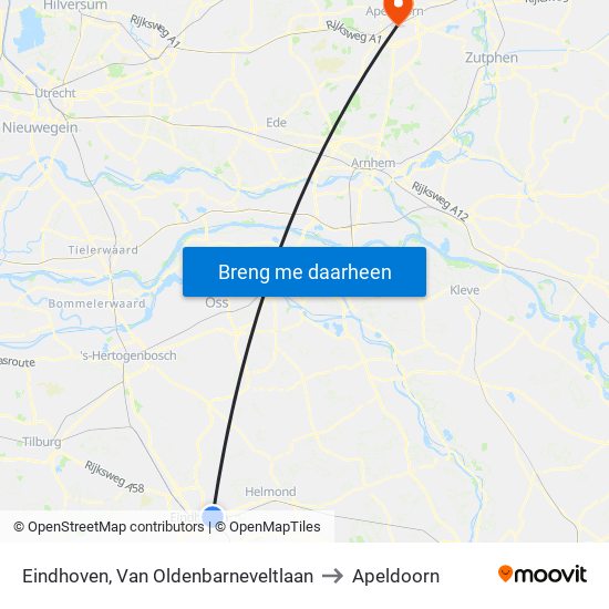 Eindhoven, Van Oldenbarneveltlaan to Apeldoorn map