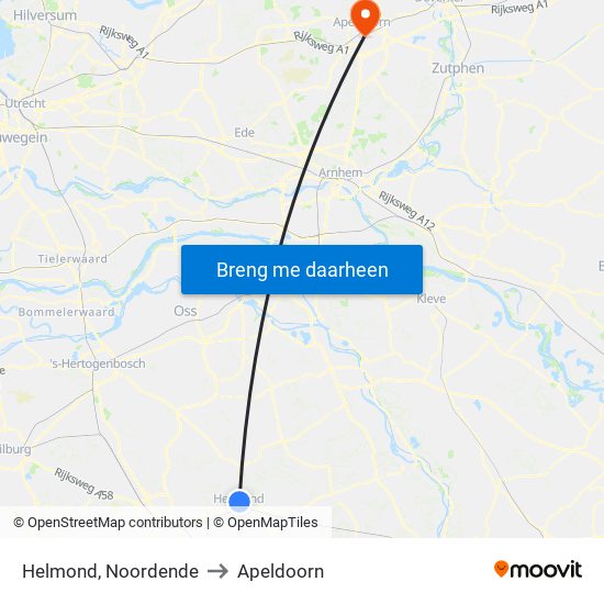 Helmond, Noordende to Apeldoorn map