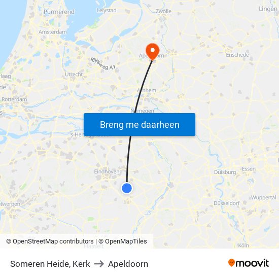 Someren Heide, Kerk to Apeldoorn map