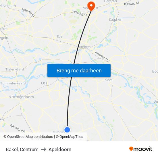 Bakel, Centrum to Apeldoorn map