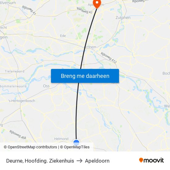 Deurne, Hoofding. Ziekenhuis to Apeldoorn map