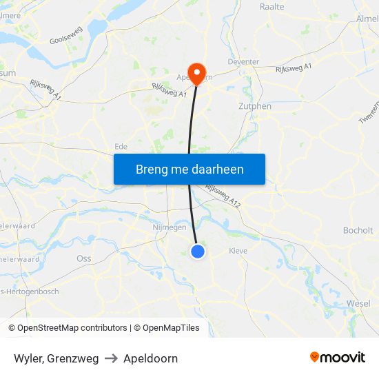 Wyler, Grenzweg to Apeldoorn map