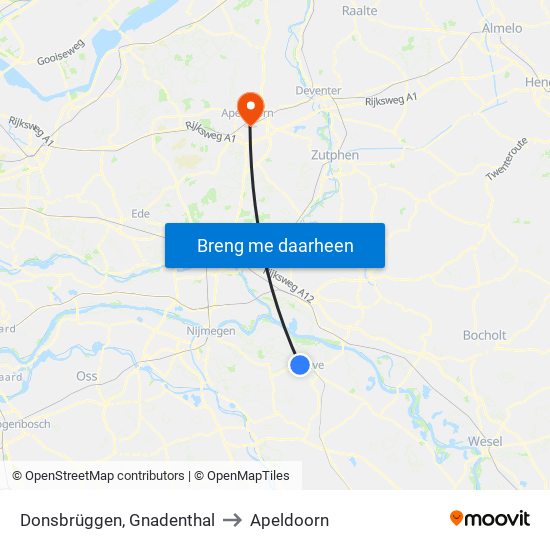 Donsbrüggen, Gnadenthal to Apeldoorn map