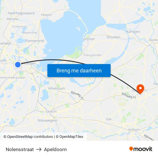 Nolensstraat to Apeldoorn map