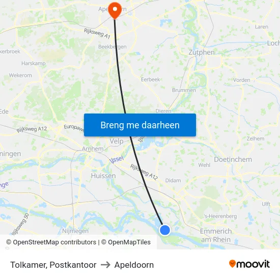 Tolkamer, Postkantoor to Apeldoorn map