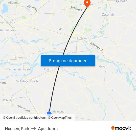 Nuenen, Park to Apeldoorn map