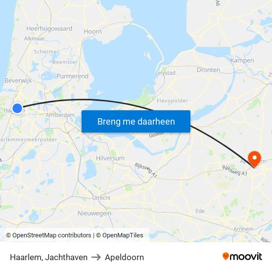 Haarlem, Jachthaven to Apeldoorn map