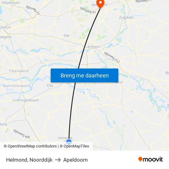 Helmond, Noorddijk to Apeldoorn map