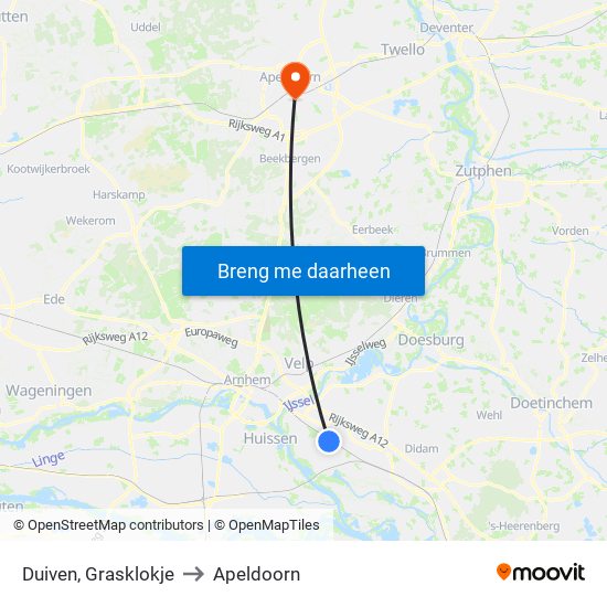 Duiven, Grasklokje to Apeldoorn map