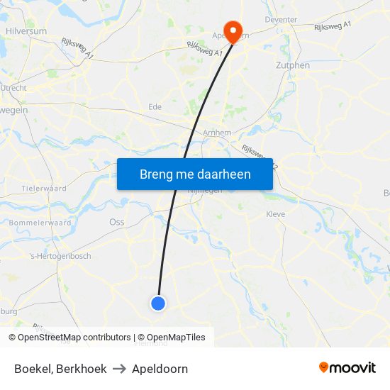 Boekel, Berkhoek to Apeldoorn map