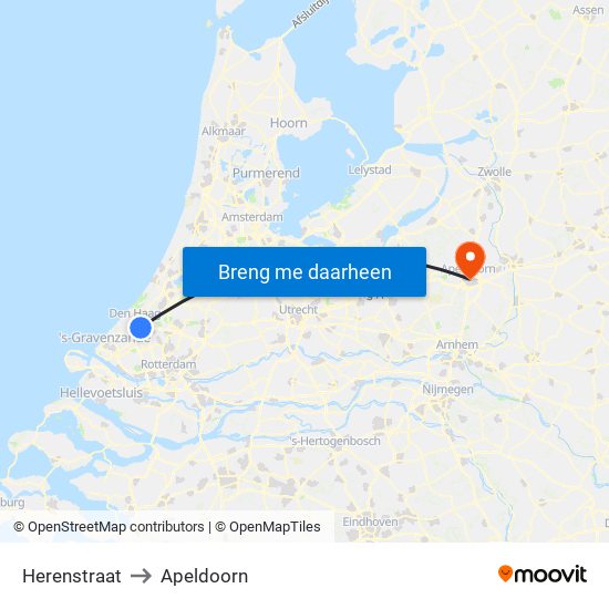 Herenstraat to Apeldoorn map