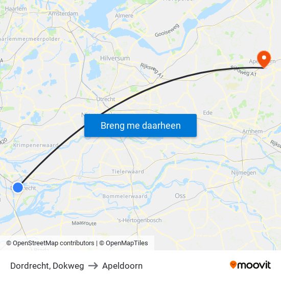 Dordrecht, Dokweg to Apeldoorn map