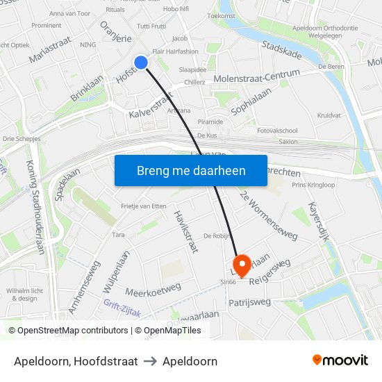 Apeldoorn, Hoofdstraat to Apeldoorn map