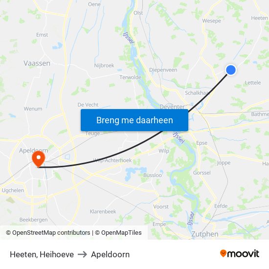 Heeten, Heihoeve to Apeldoorn map