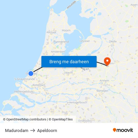 Madurodam to Apeldoorn map