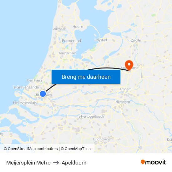 Meijersplein Metro to Apeldoorn map