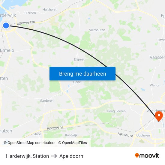 Harderwijk, Station to Apeldoorn map