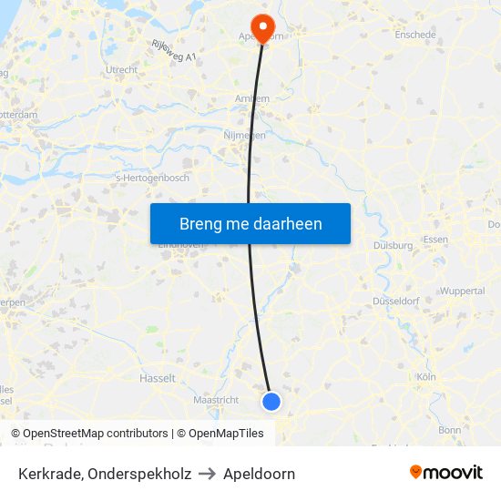 Kerkrade, Onderspekholz to Apeldoorn map