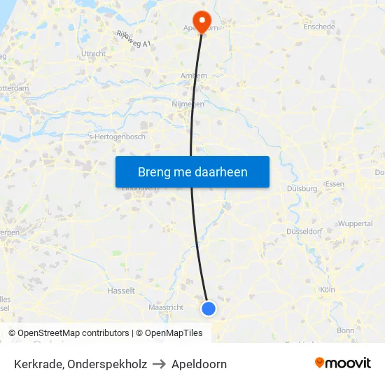 Kerkrade, Onderspekholz to Apeldoorn map