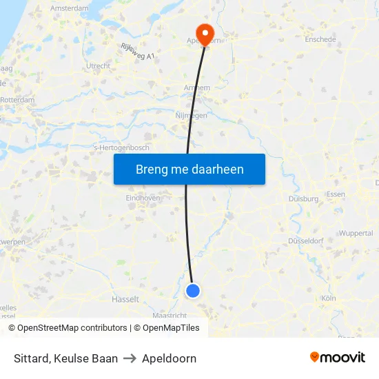 Sittard, Keulse Baan to Apeldoorn map
