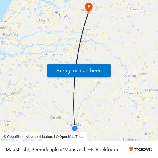 Maastricht, Beemdenplein/Maasveld to Apeldoorn map