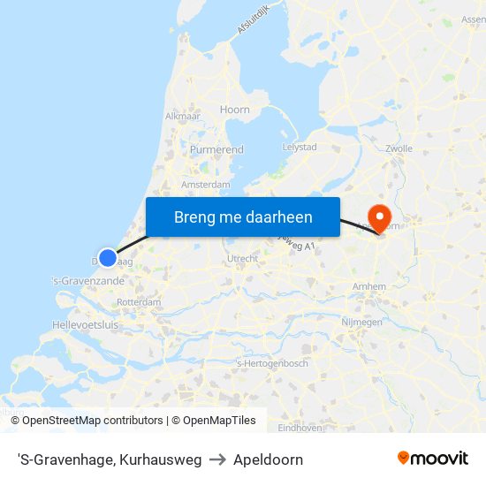 'S-Gravenhage, Kurhausweg to Apeldoorn map
