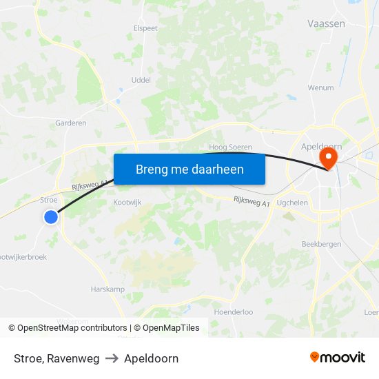 Stroe, Ravenweg to Apeldoorn map