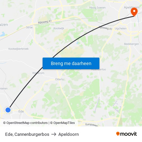 Ede, Cannenburgerbos to Apeldoorn map