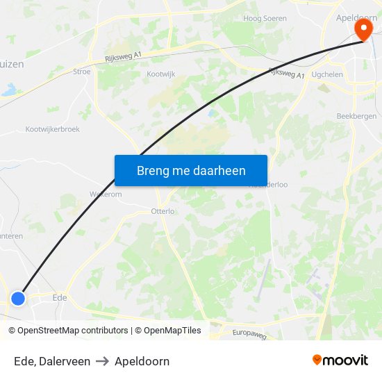 Ede, Dalerveen to Apeldoorn map