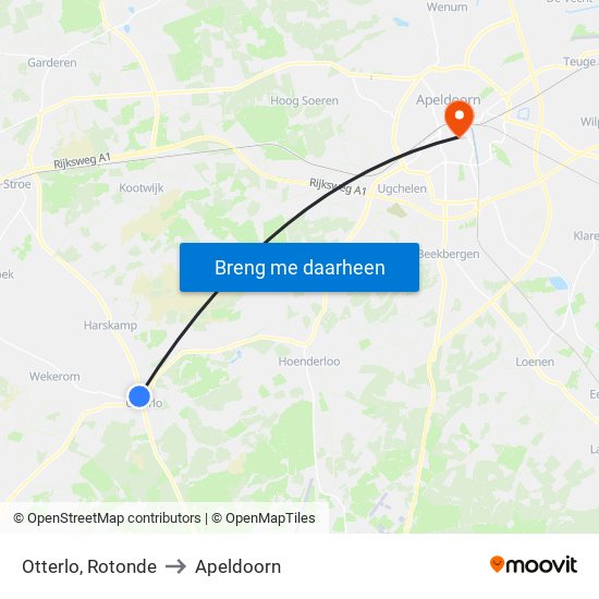 Otterlo, Rotonde to Apeldoorn map