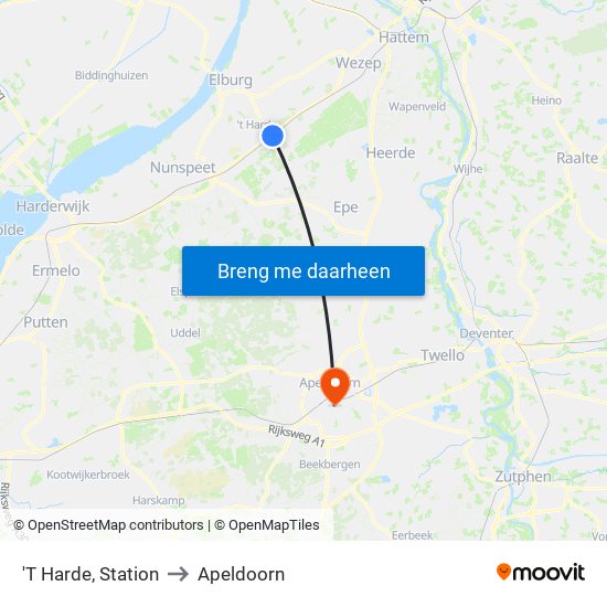 'T Harde, Station to Apeldoorn map