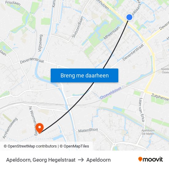 Apeldoorn, Georg Hegelstraat to Apeldoorn map